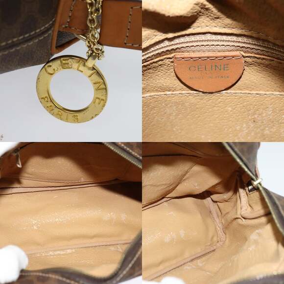 CELINE Macadam Canvas Shoulder Bag Pvc Leather Brown Gold - Picture 11 of 12